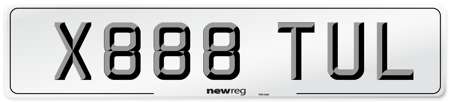 X888 TUL Number Plate from New Reg